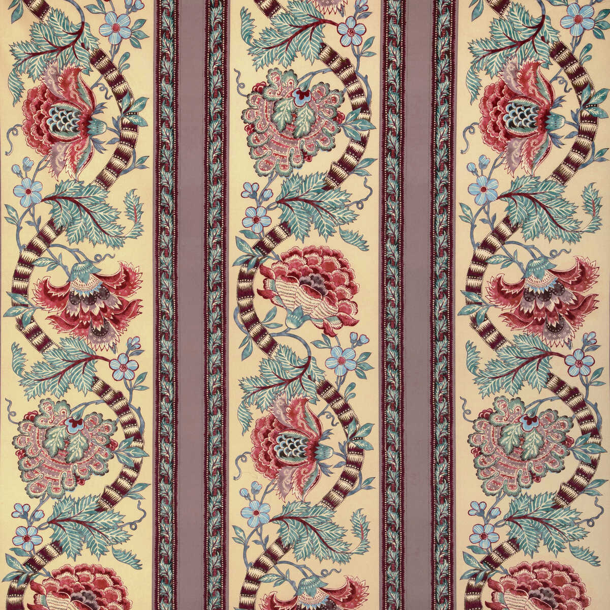 Lauris Print - Beige/Teal - BRUNSCHWIG & FILS Fabric