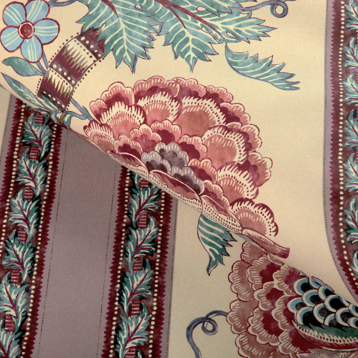 Lauris Print - Beige/Teal - BRUNSCHWIG & FILS Fabric