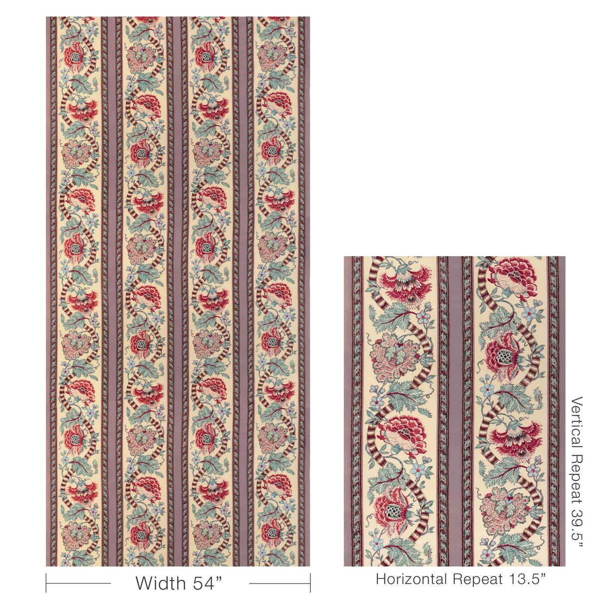 Lauris Print - Beige/Teal - BRUNSCHWIG & FILS Fabric