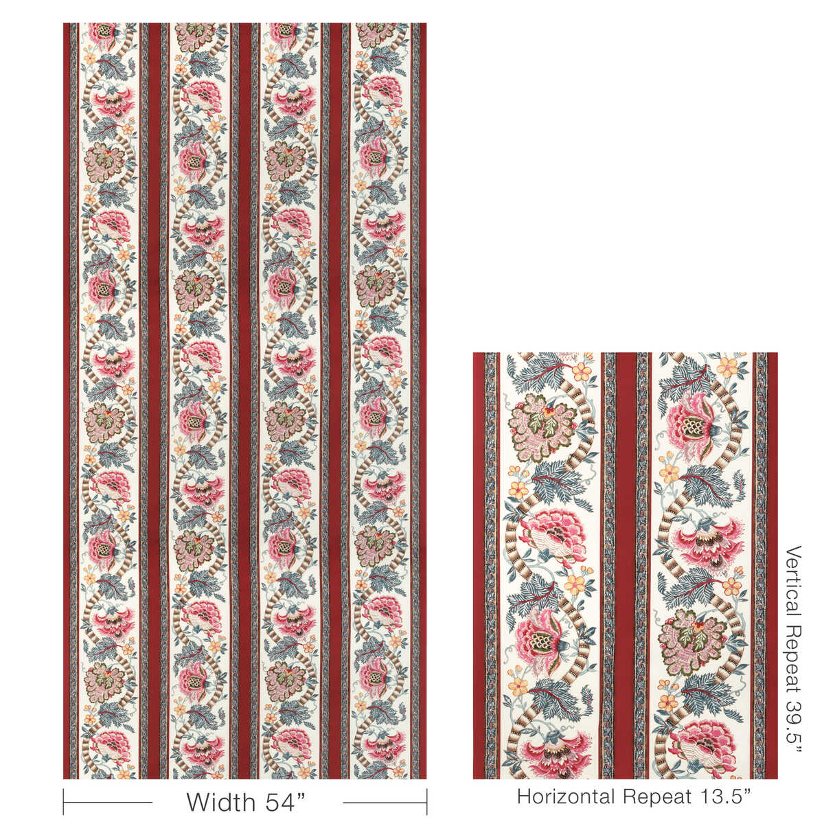 Lauris Print - Red/Blue - BRUNSCHWIG & FILS Fabric