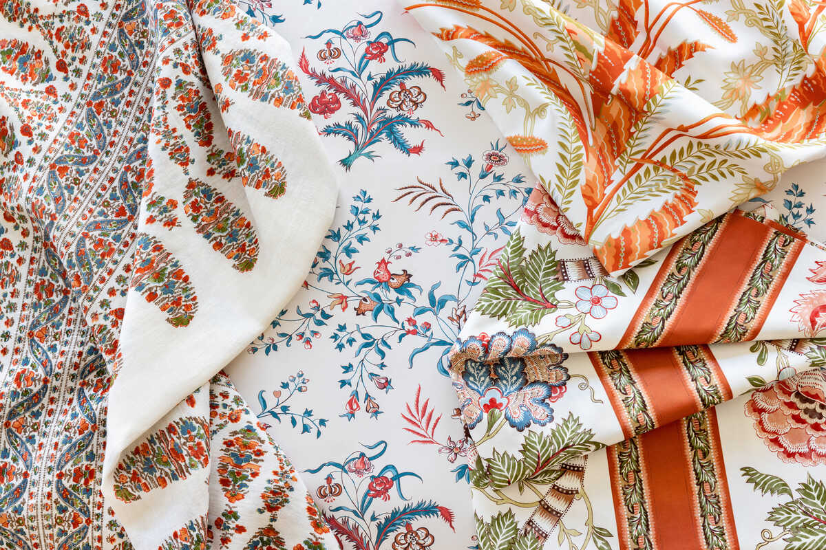 Lauris Print - Apricot/Sage - BRUNSCHWIG & FILS Fabric