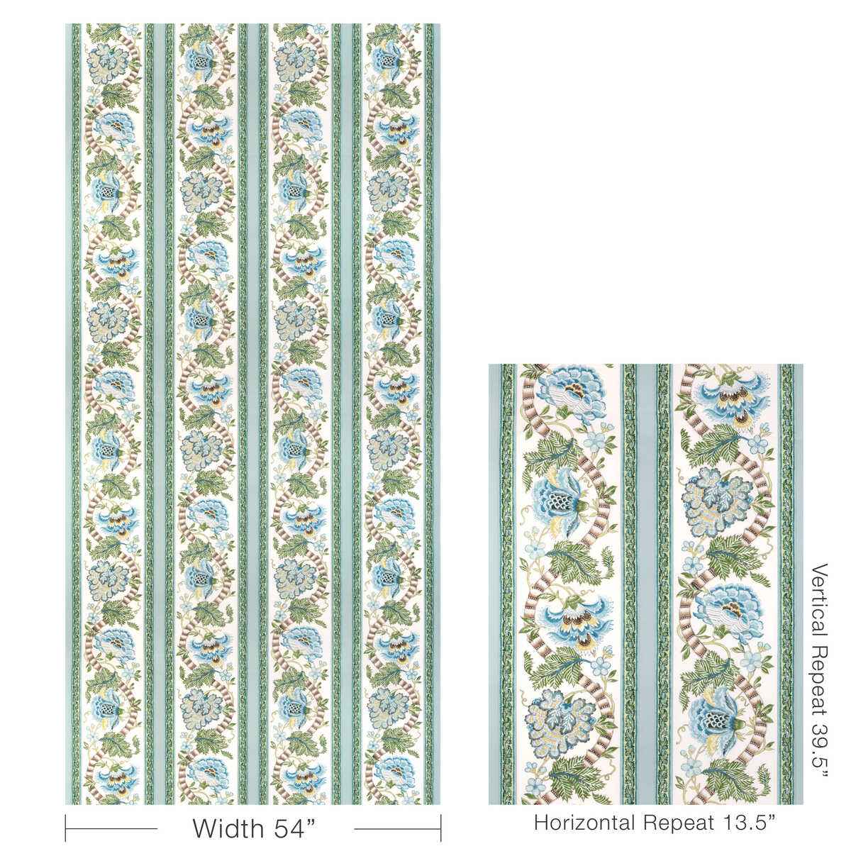 80231063530 Lauris Print Aqua Leaf Brunschwig Fils Fabric - BRUNSCHWIG & FILS Fabric