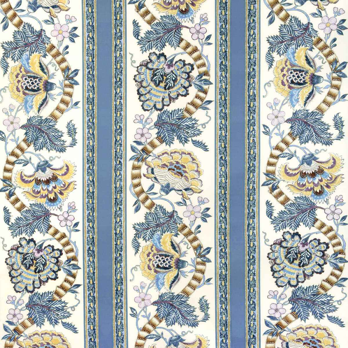 8023106540 Lauris Print Blue Gold Brunschwig Fils Fabric - BRUNSCHWIG & FILS Fabric