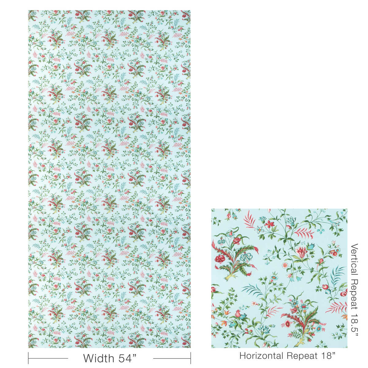 Chancay Print - Sky/Leaf - BRUNSCHWIG & FILS Fabric