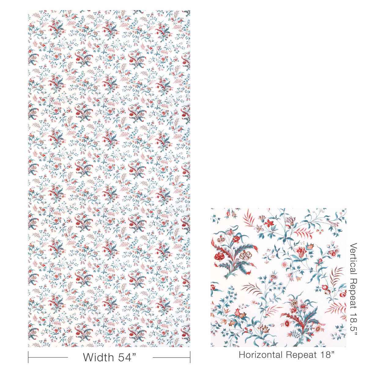 80231075170 Chancay Print Teal Rose Brunschwig Fils Fabric - BRUNSCHWIG & FILS Fabric