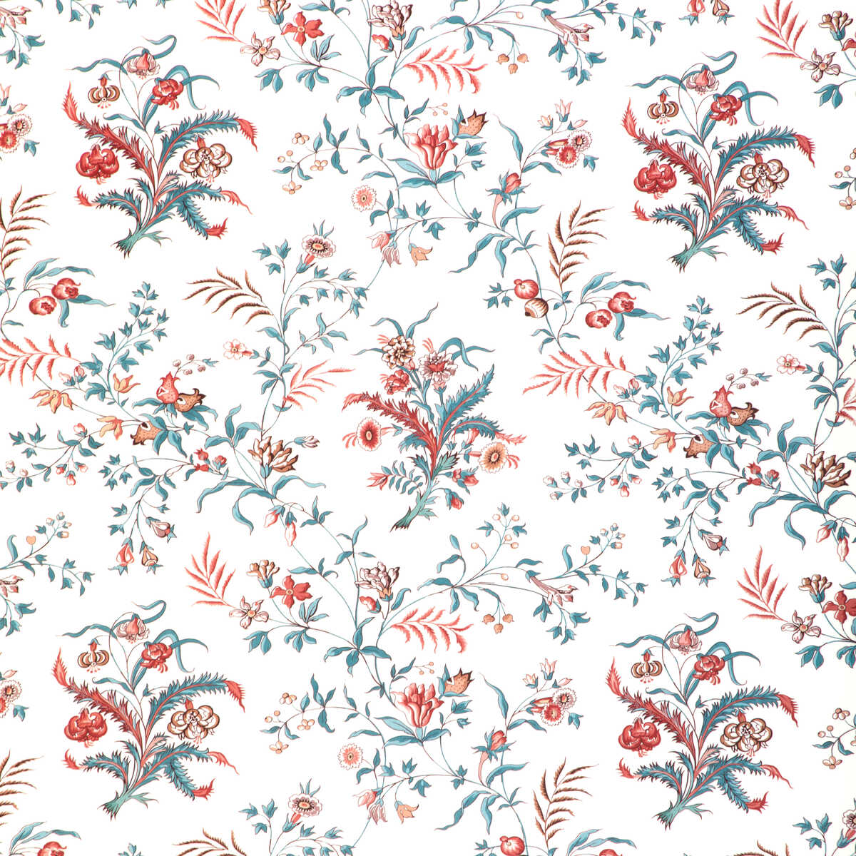 Chancay Print - Teal/Rose - BRUNSCHWIG & FILS Fabric