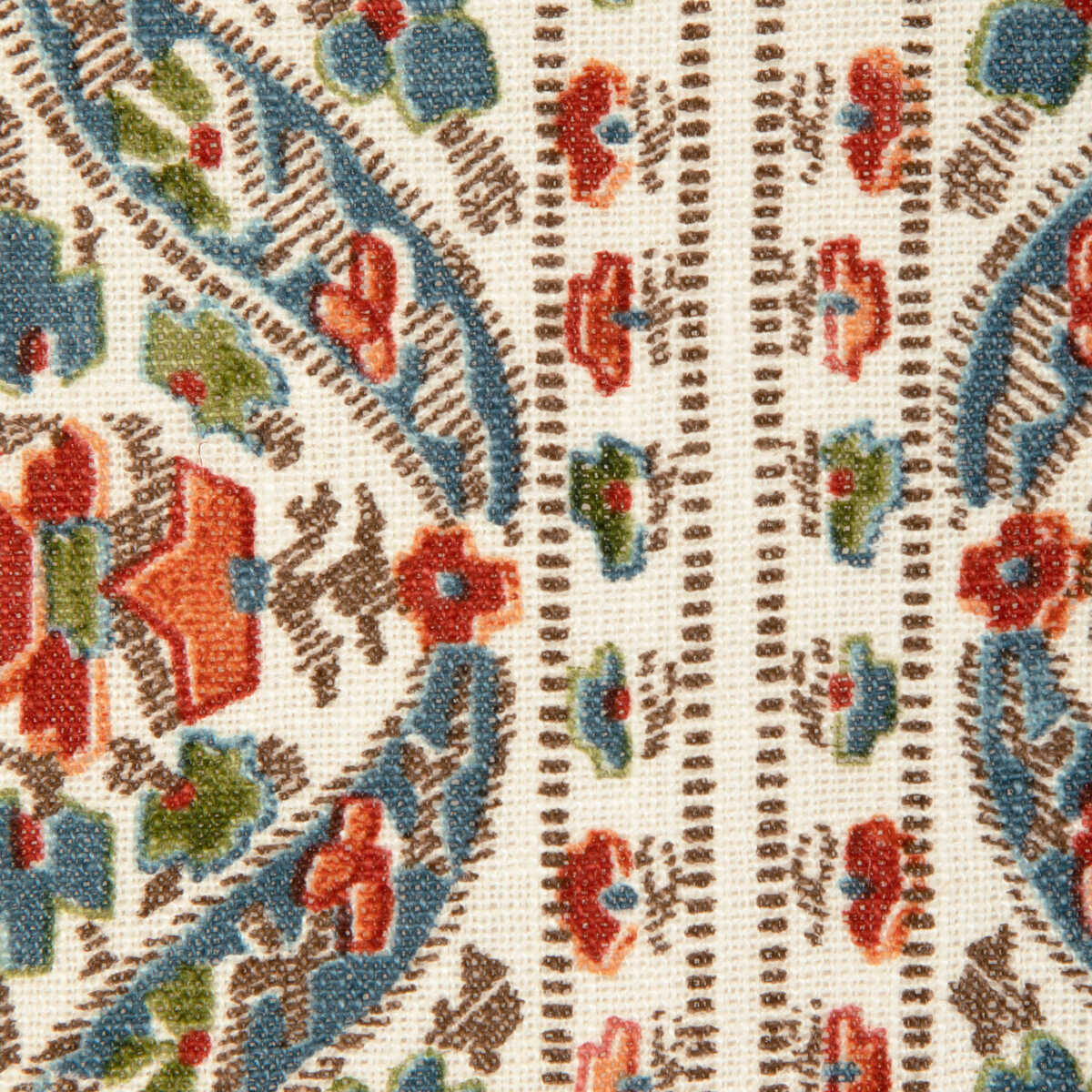 Visan Print - Sky/Coral - BRUNSCHWIG & FILS Fabric