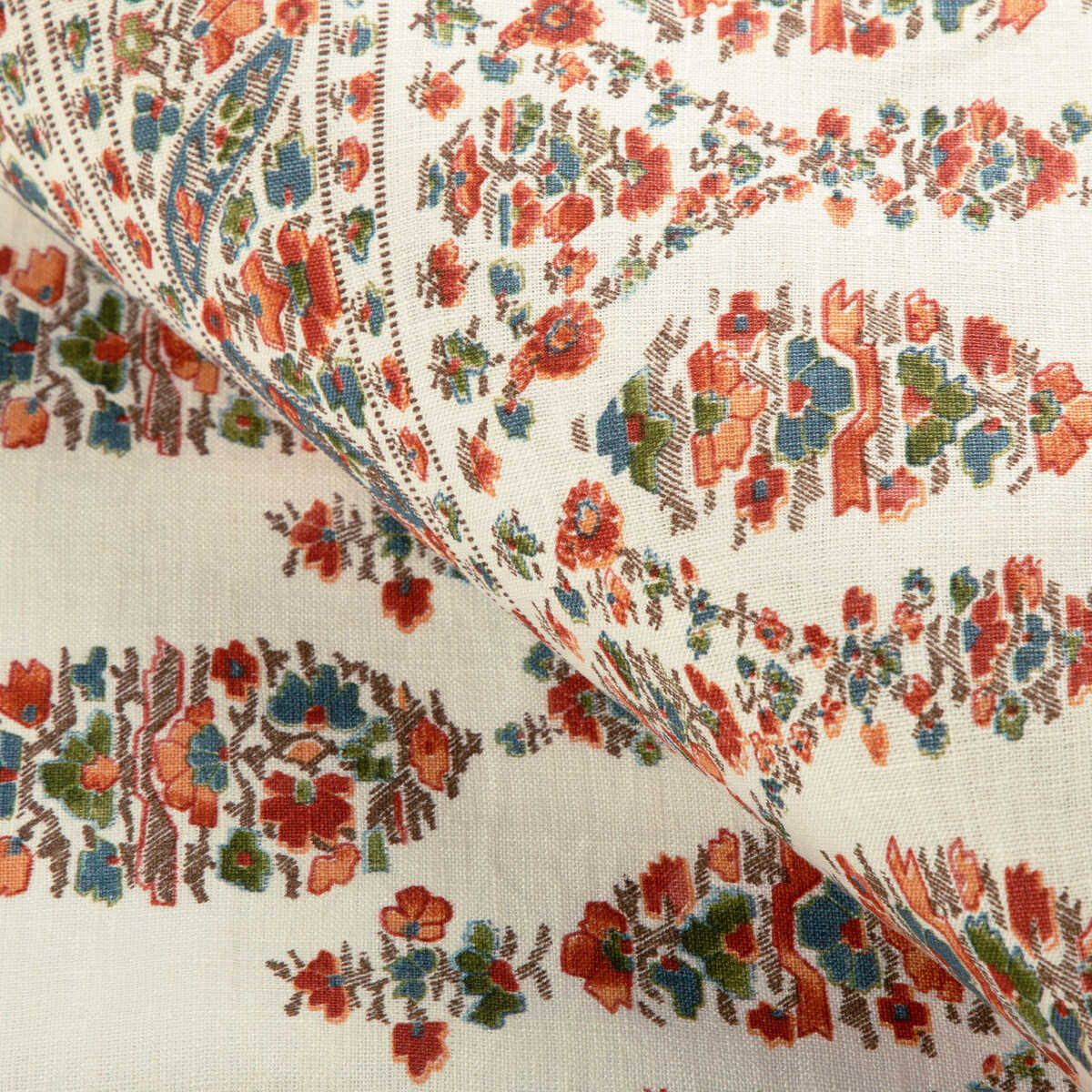 Visan Print - Sky/Coral - BRUNSCHWIG & FILS Fabric