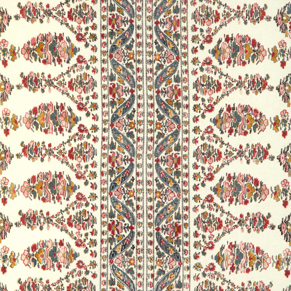 Visan Print - Teal/Rose - BRUNSCHWIG & FILS Fabric