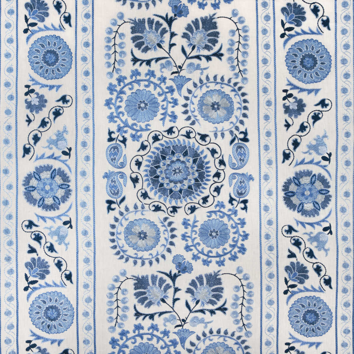 Saanvi Emb - Navy/Sky - BRUNSCHWIG & FILS Fabric