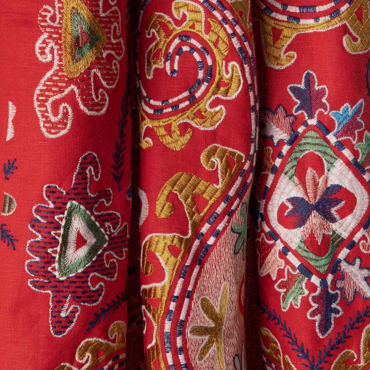 80231171940 Lavali Emb Red Gold Brunschwig Fils Fabric - BRUNSCHWIG & FILS Fabric