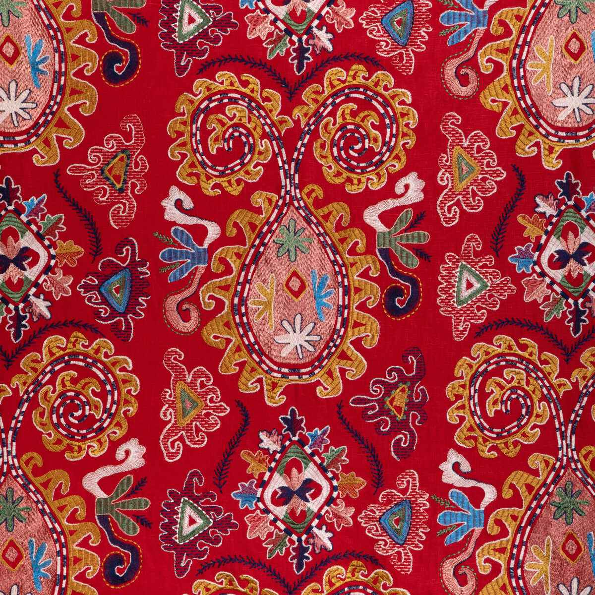 80231171940 Lavali Emb Red Gold Brunschwig Fils Fabric - BRUNSCHWIG & FILS Fabric