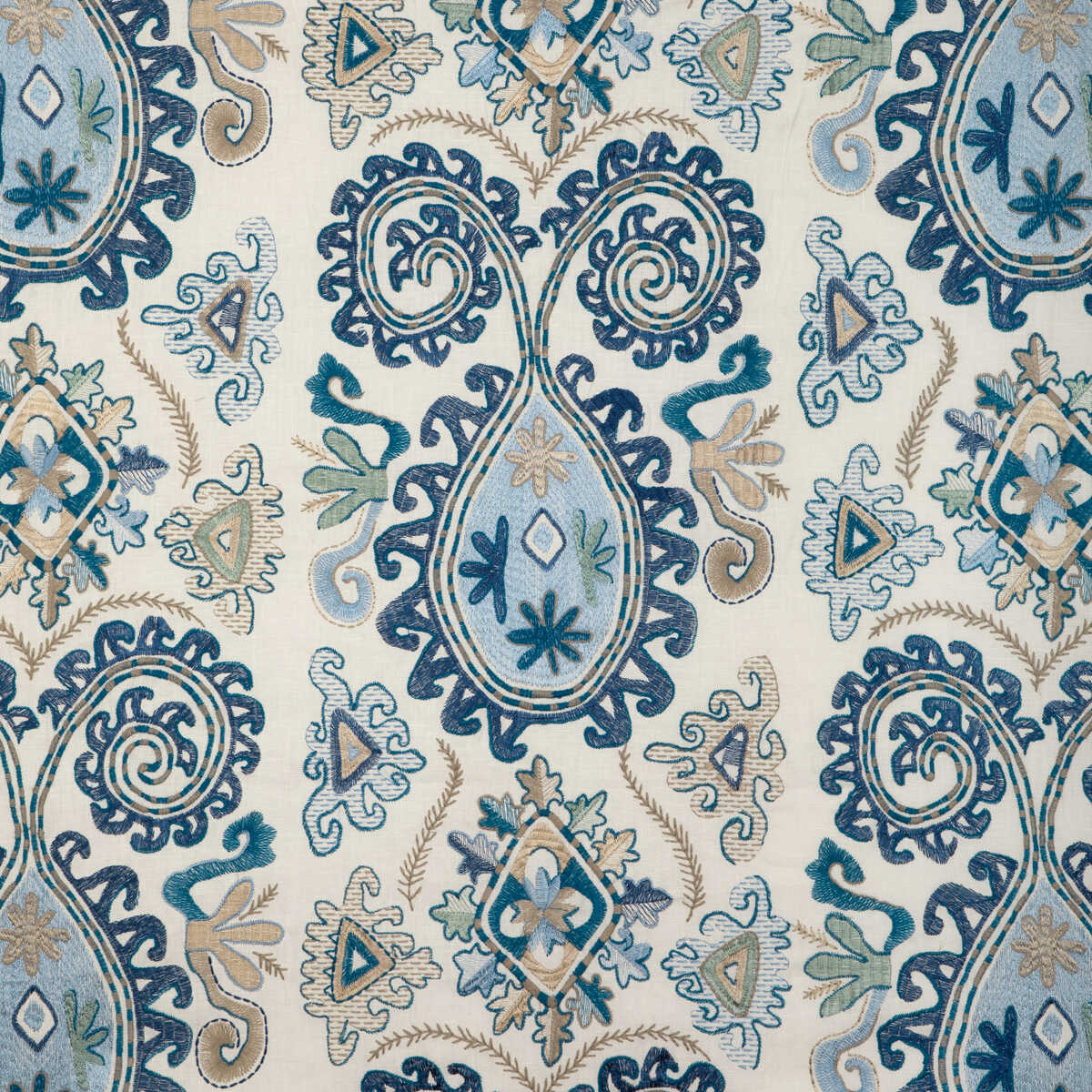 Lavali Emb - Blue/Sky - BRUNSCHWIG & FILS Fabric