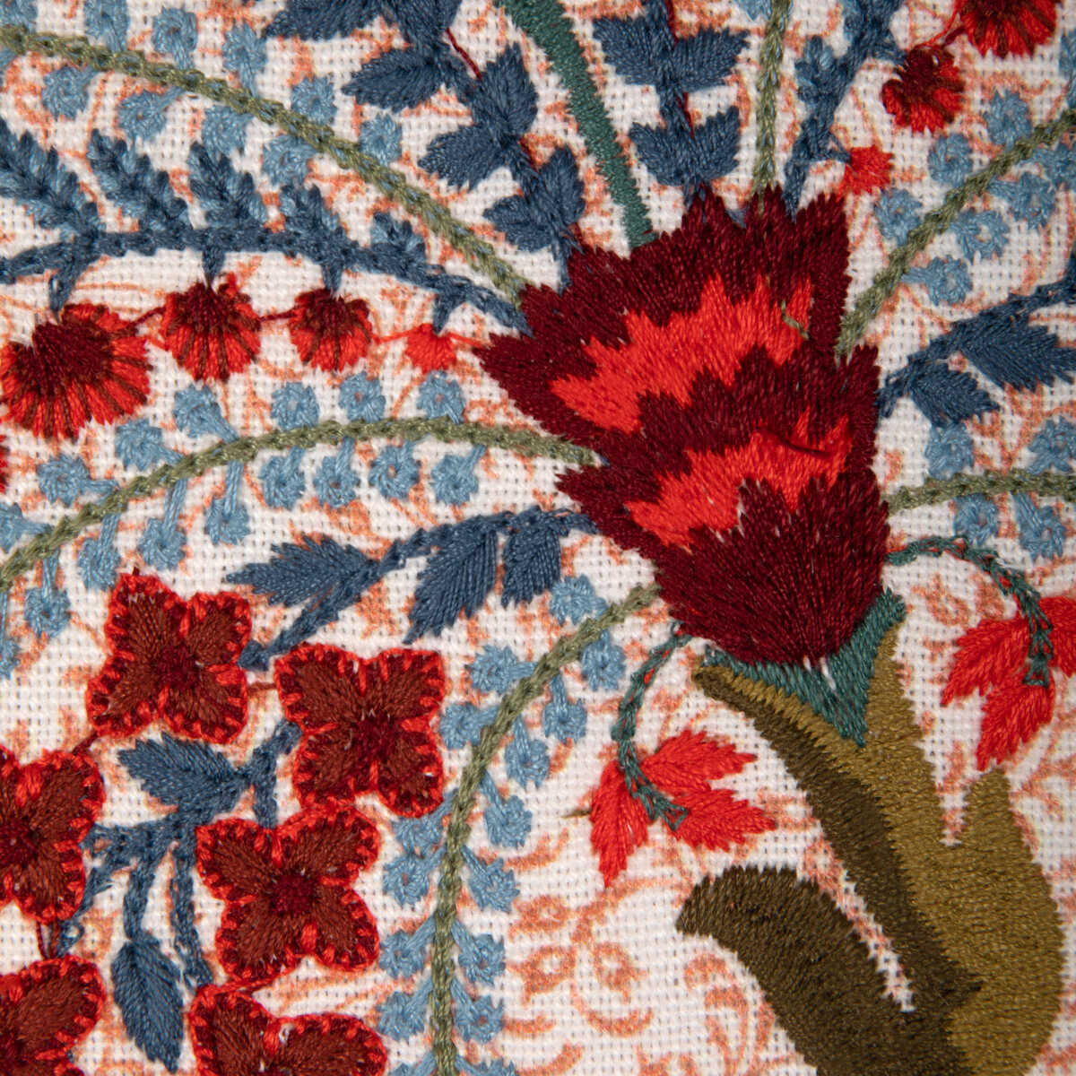 Anduze Emb - Red/Blue - BRUNSCHWIG & FILS Fabric