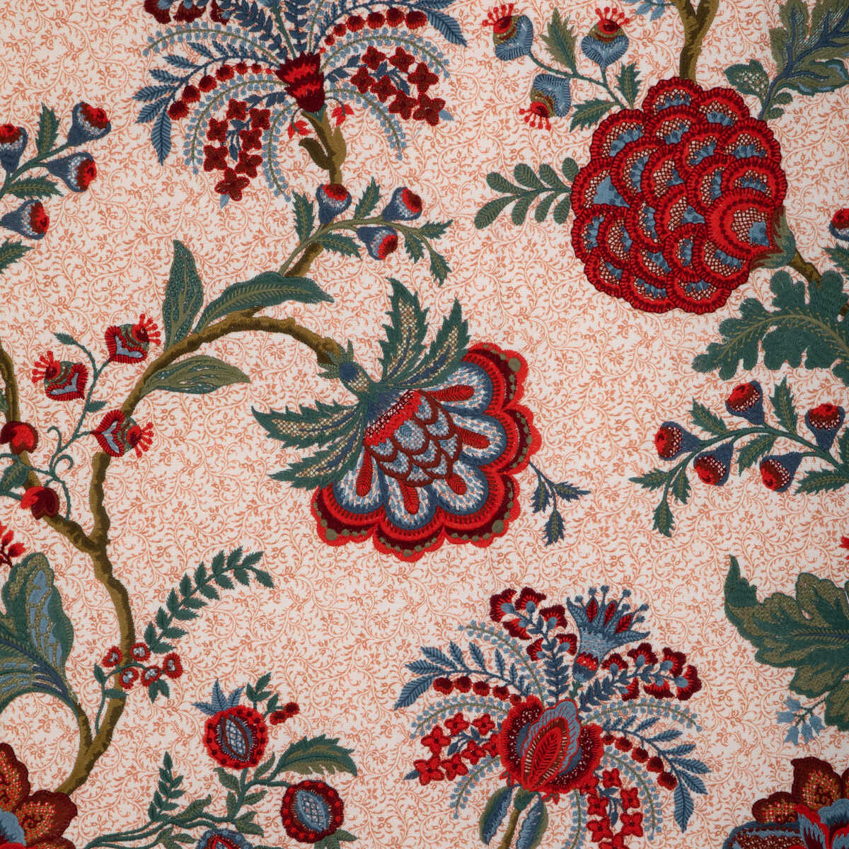 Anduze Emb - Red/Blue - BRUNSCHWIG & FILS Fabric