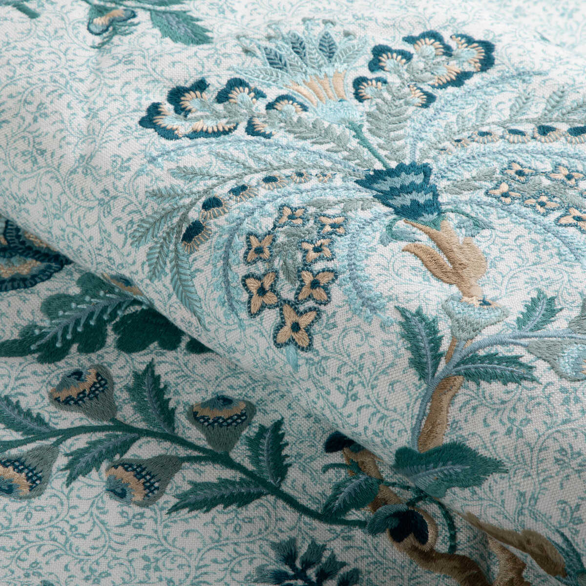 Anduze Emb - Teal/Sky - BRUNSCHWIG & FILS Fabric
