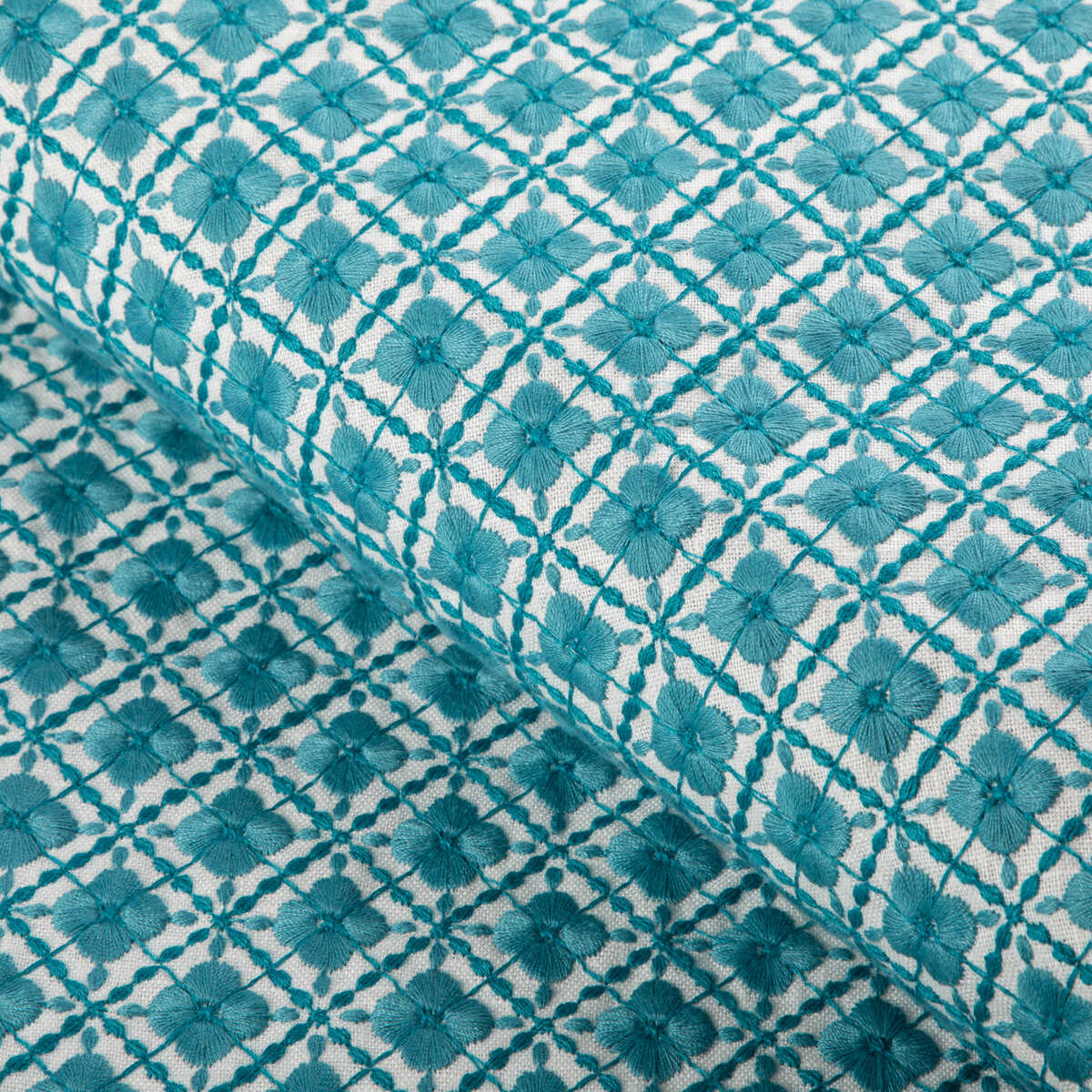 Ines Emb - Aqua - BRUNSCHWIG & FILS Fabric