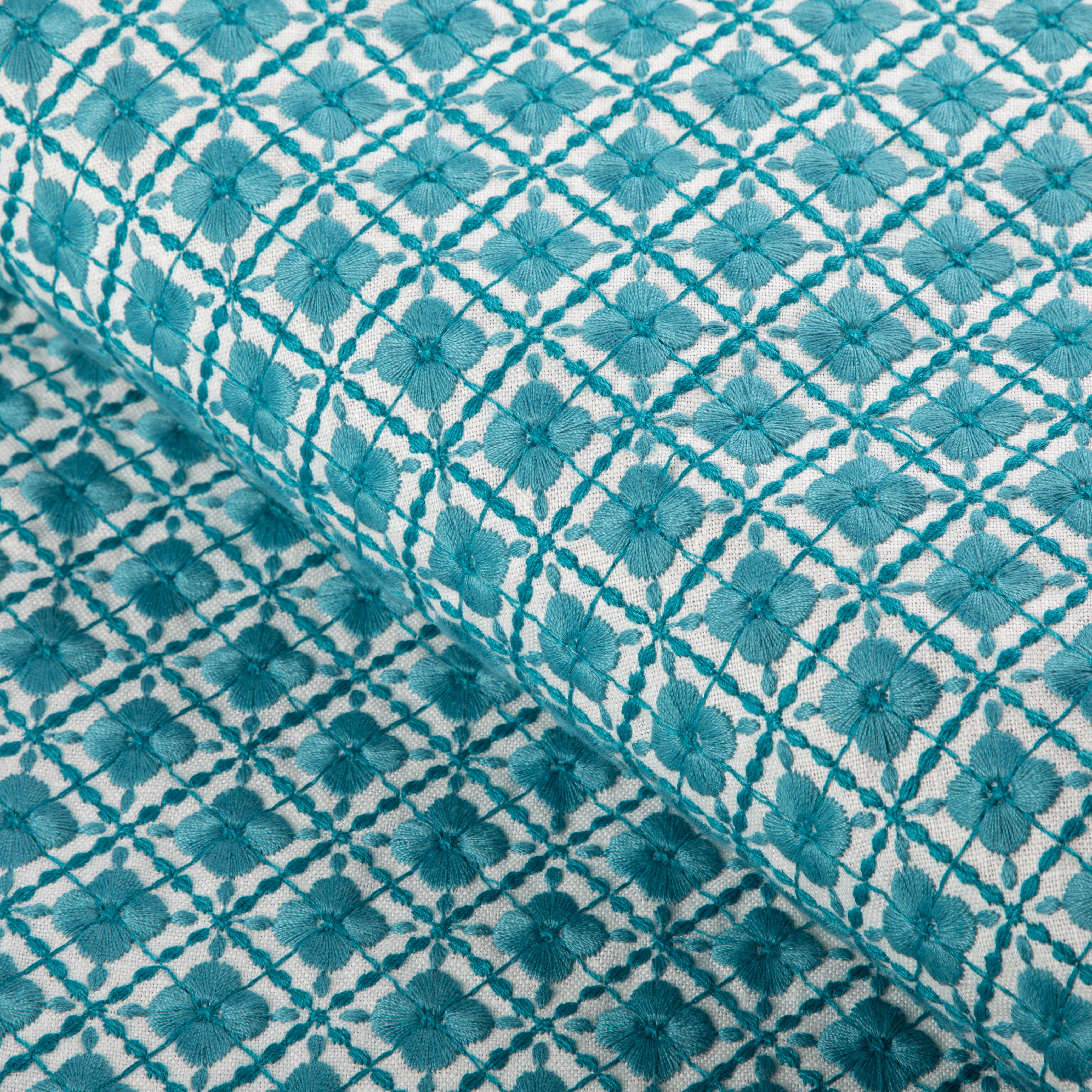 Ines Emb - Aqua - Brunschwig & Fils Fabric