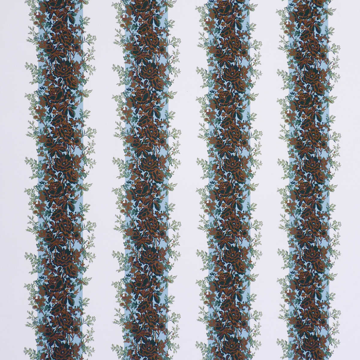 Rayure Fleurie Ii - Lake - BRUNSCHWIG & FILS Fabric