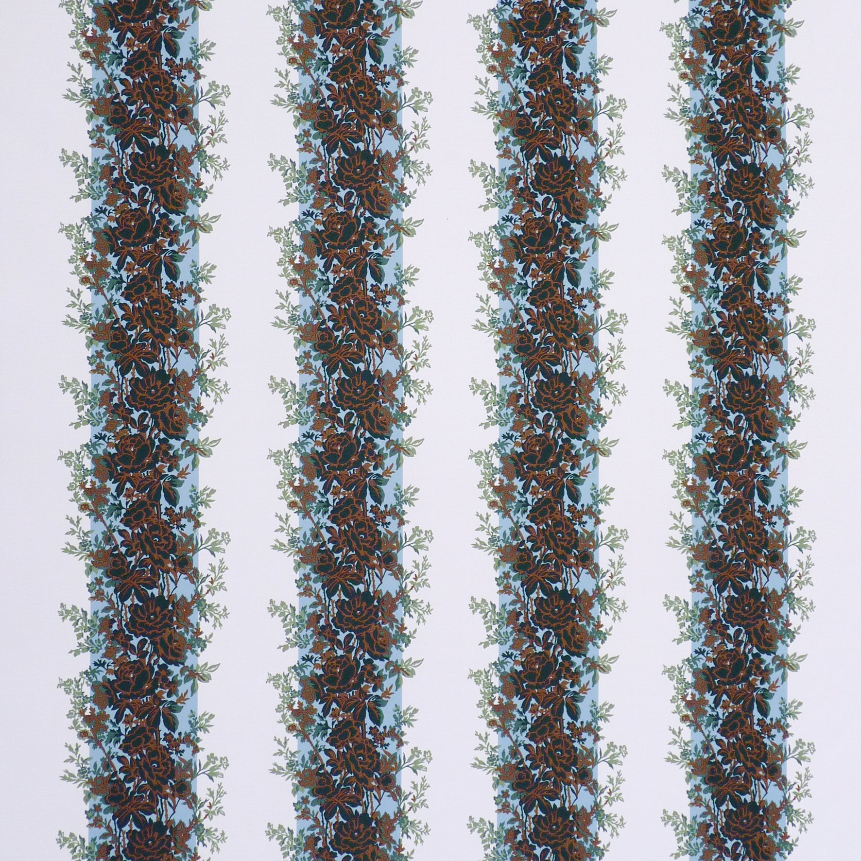 Rayure Fleurie Ii - Lake - Brunschwig & Fils Fabric