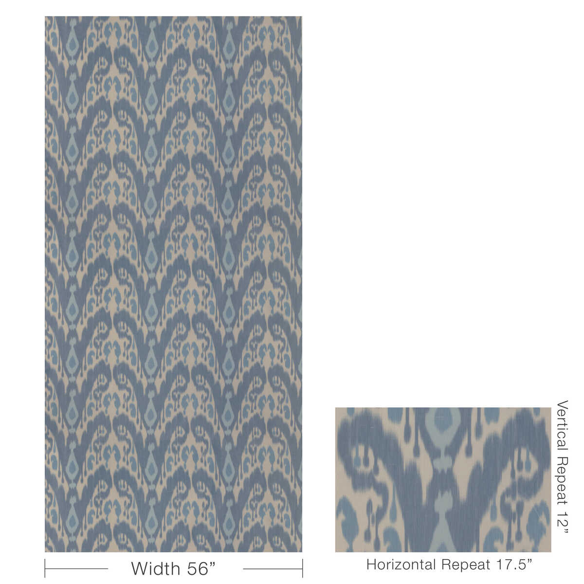 Bukara Warp Print - Blue - BRUNSCHWIG & FILS Tela