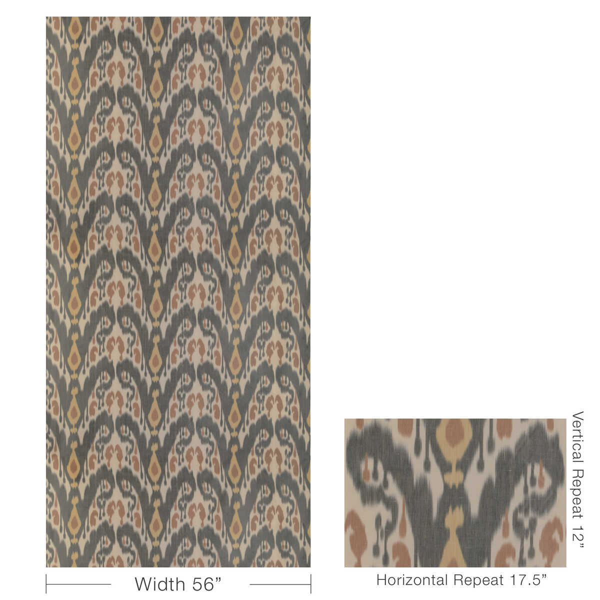 Bukara Warp Print - Ebony - BRUNSCHWIG & FILS Tela