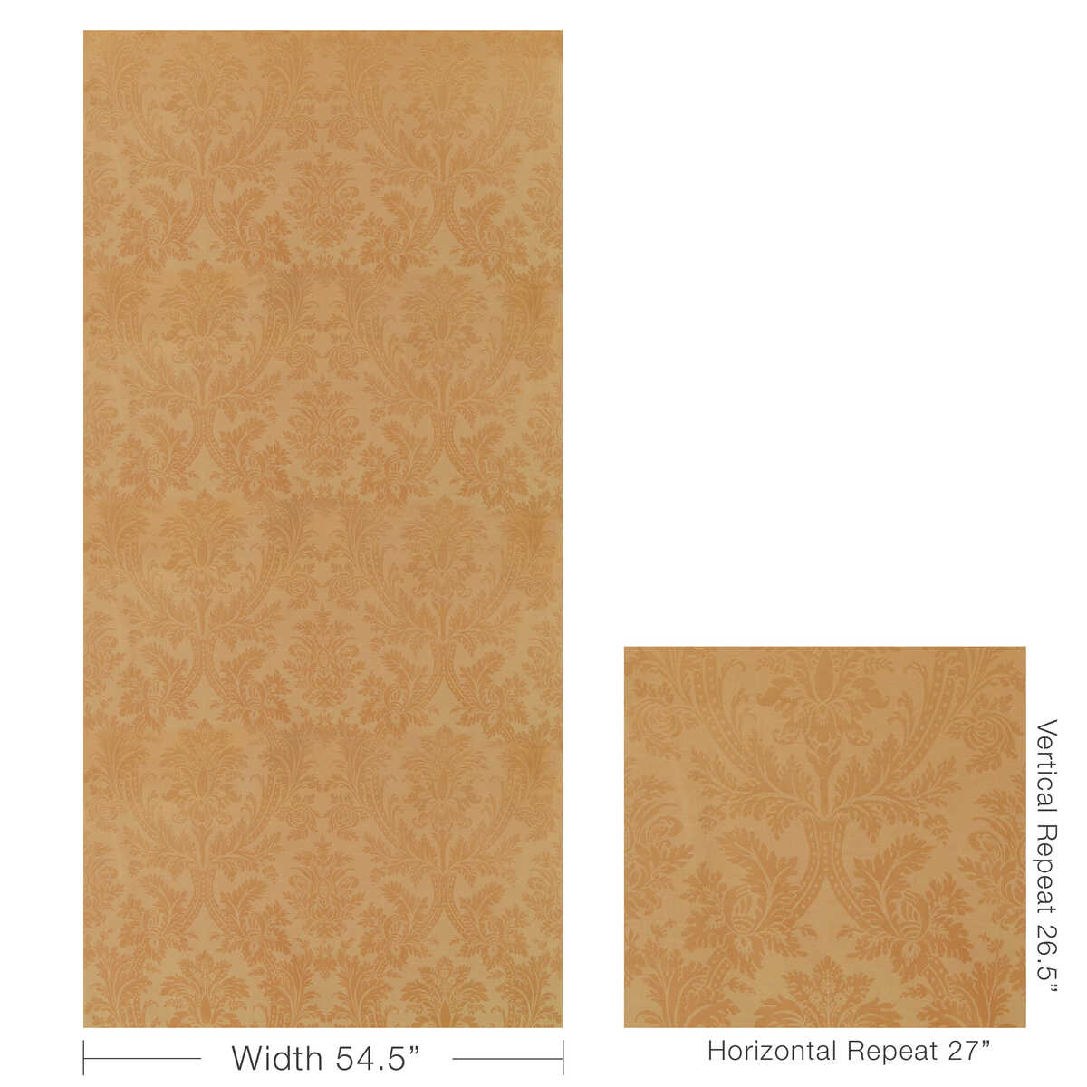 Arnaud Damask - Gold - BRUNSCHWIG & FILS Fabric