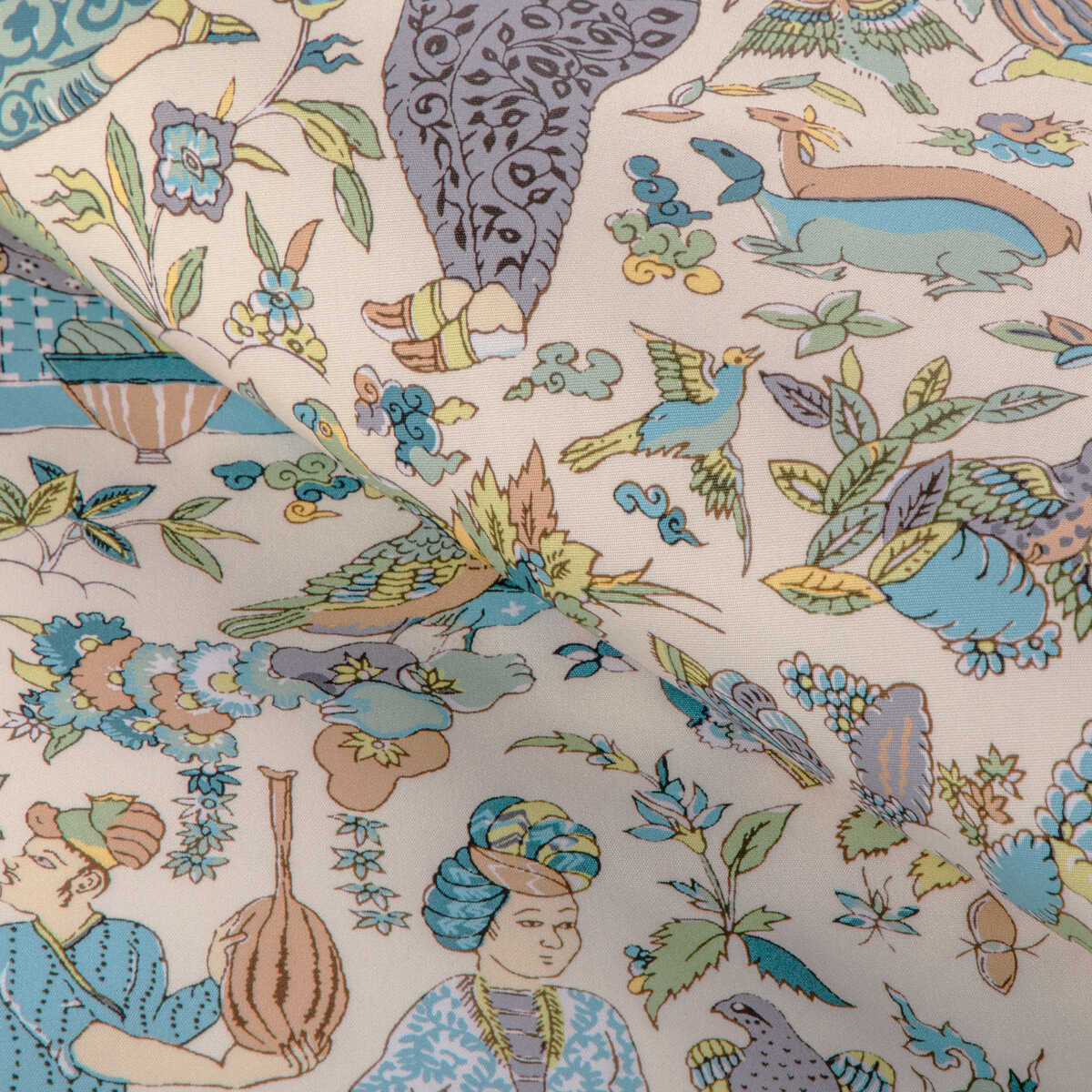 Shalimar Print - Aqua/Leaf - BRUNSCHWIG & FILS Fabric