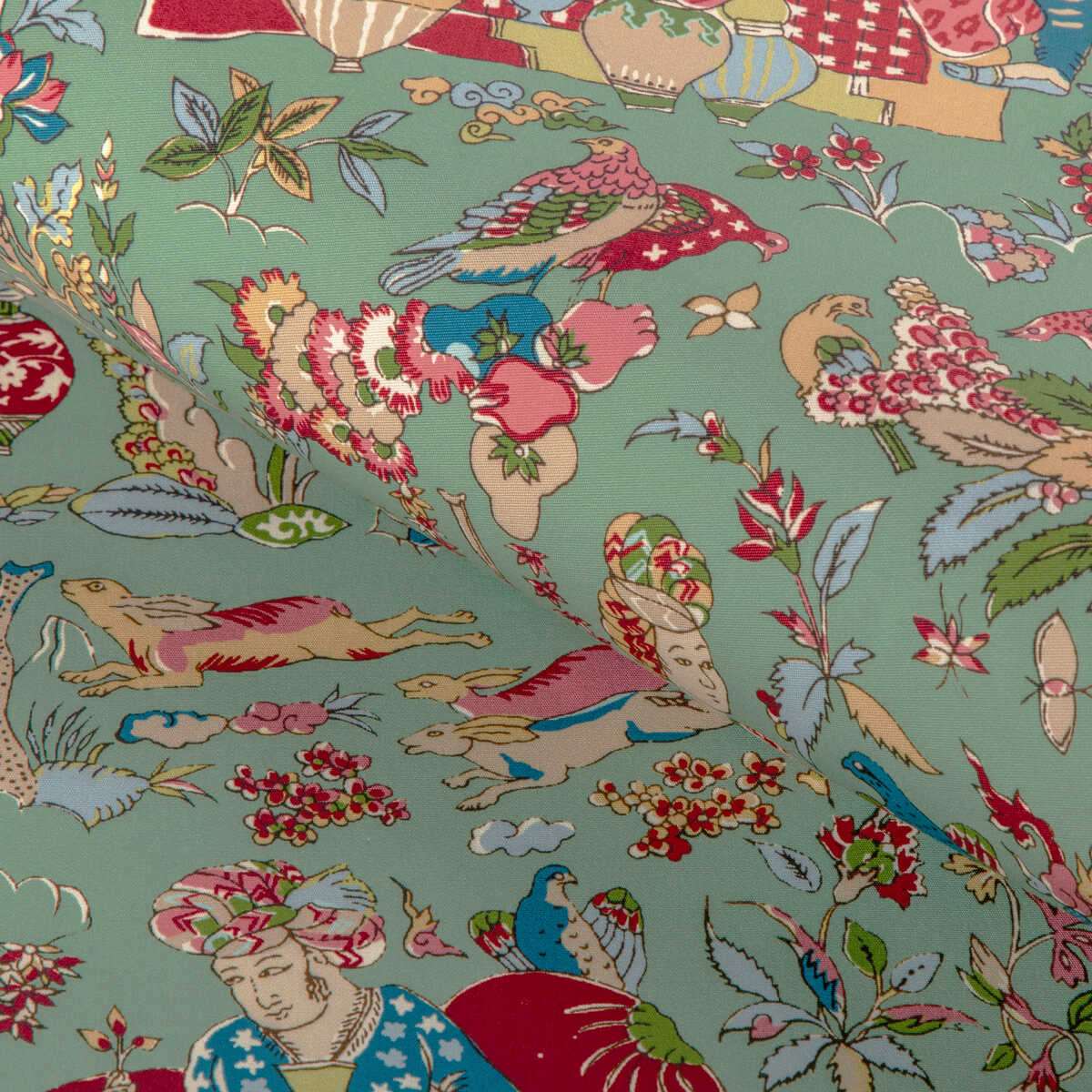 Shalimar Print - Jade/Rose - BRUNSCHWIG & FILS Fabric