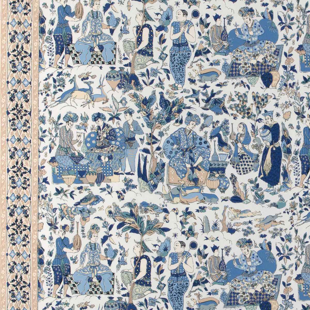 80241005160 Shalimar Print Blue Sand Brunschwig Fils Fabric - BRUNSCHWIG & FILS Fabric