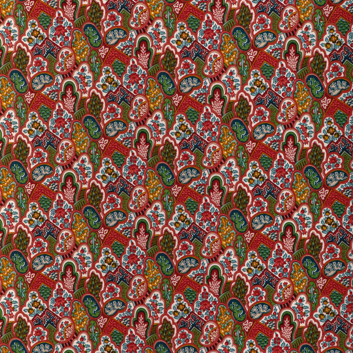 Villandry Print - Red - BRUNSCHWIG & FILS Fabric