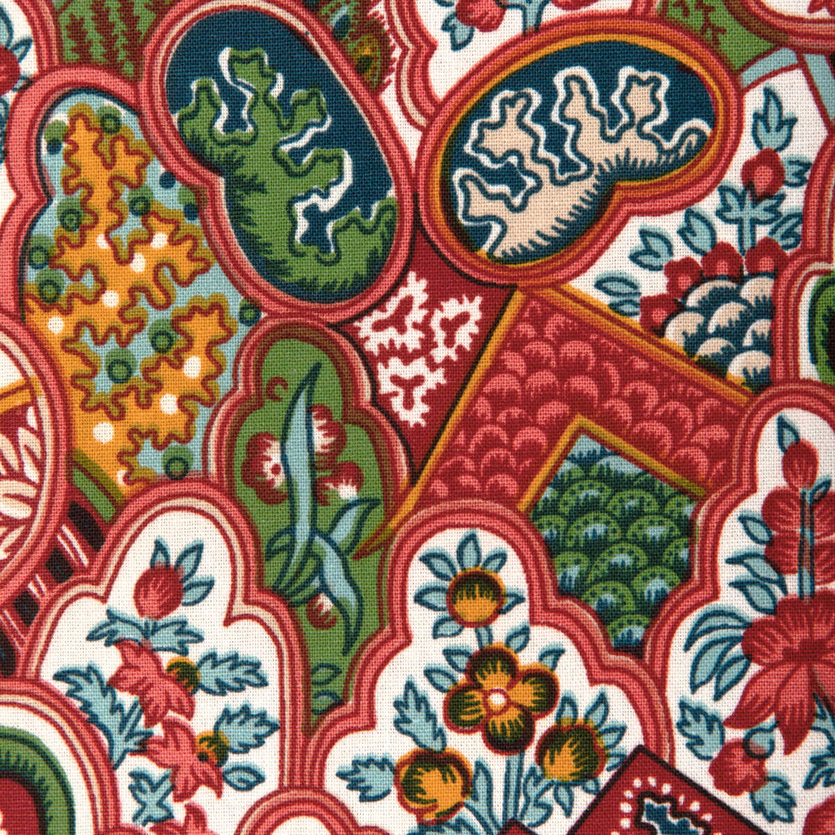 Villandry Print - Red - BRUNSCHWIG & FILS Fabric