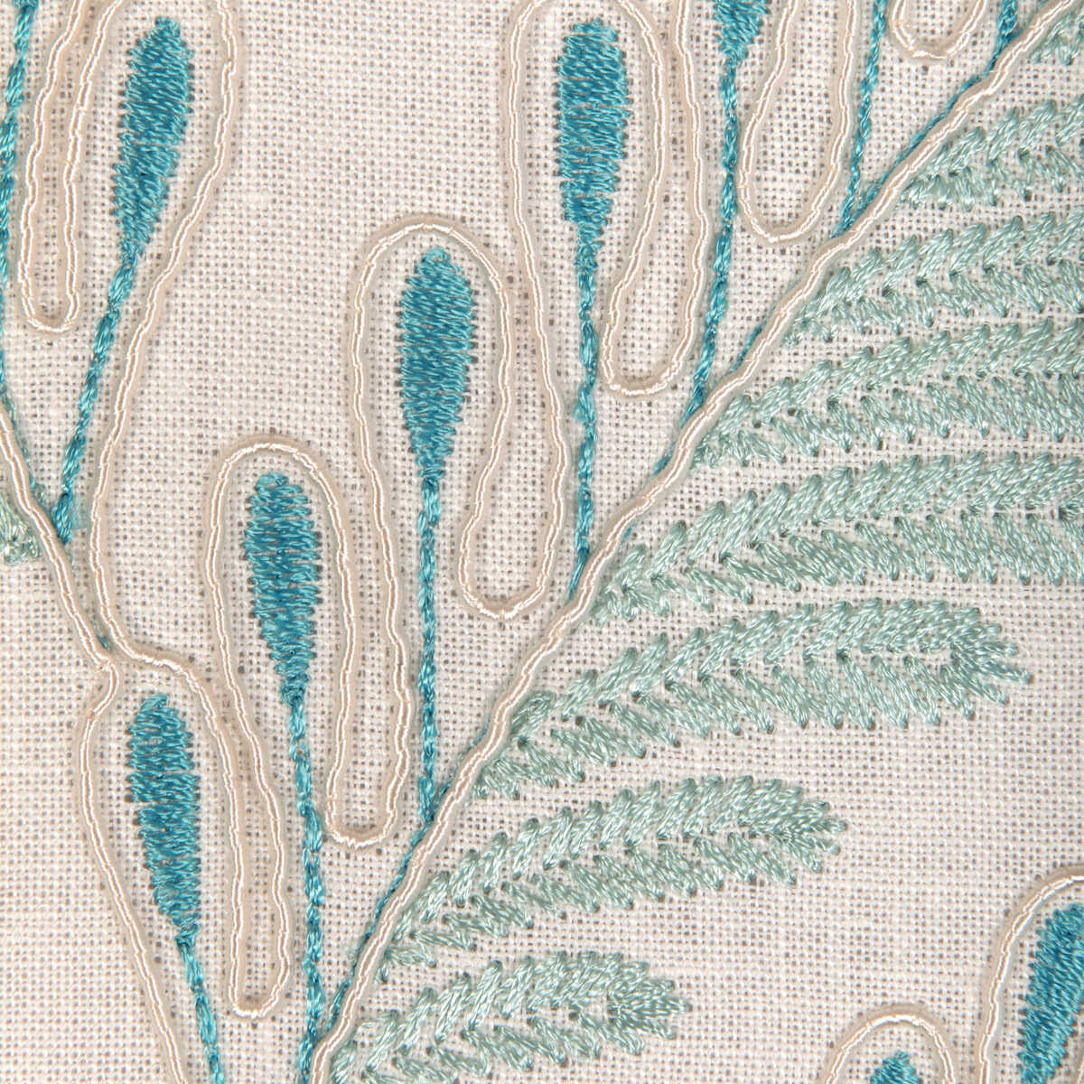 Fougere Emb - Aqua - BRUNSCHWIG & FILS Fabric