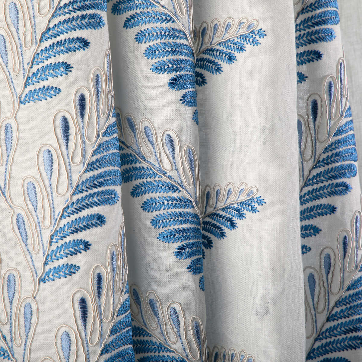 Fougere Emb - Blue - BRUNSCHWIG & FILS Fabric
