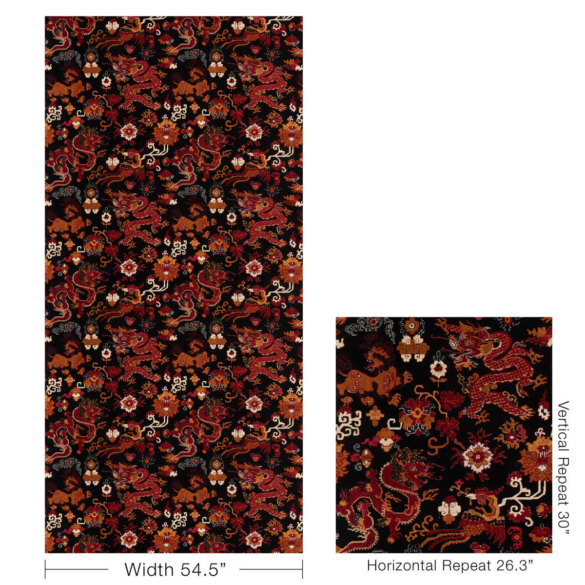 Le Dragon Velvet - Noir - BRUNSCHWIG & FILS Fabric