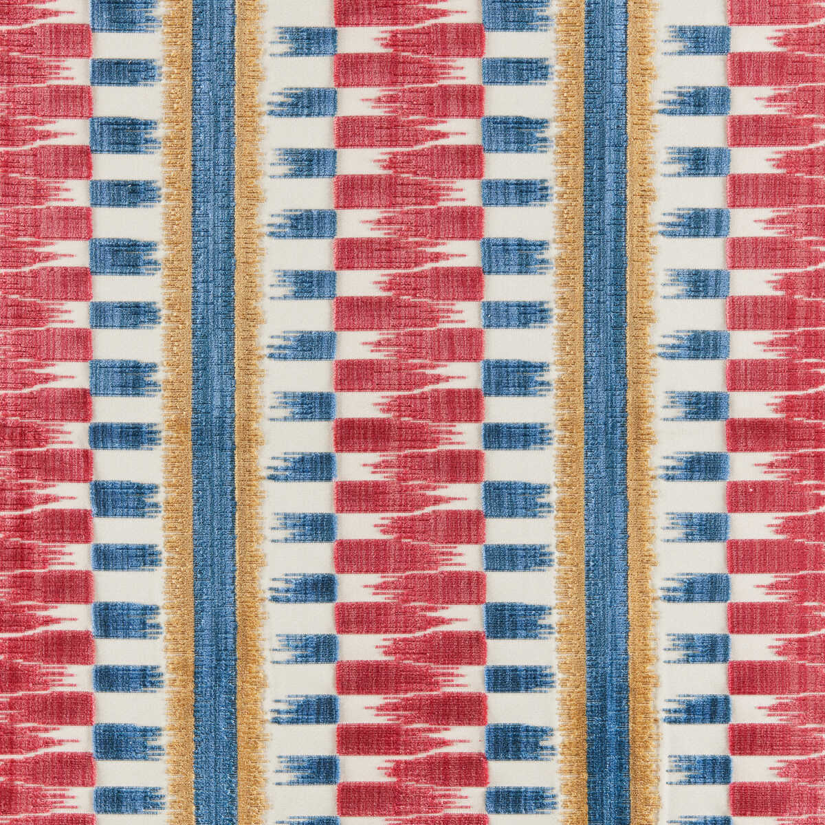 Flamme Velvet - Red/Blue - BRUNSCHWIG & FILS Fabric