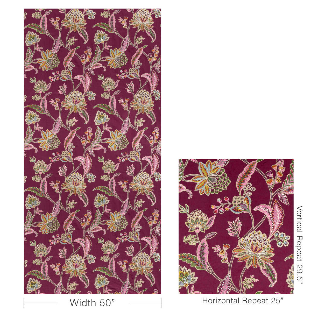 Tropez Emb - Plum - BRUNSCHWIG & FILS Fabric