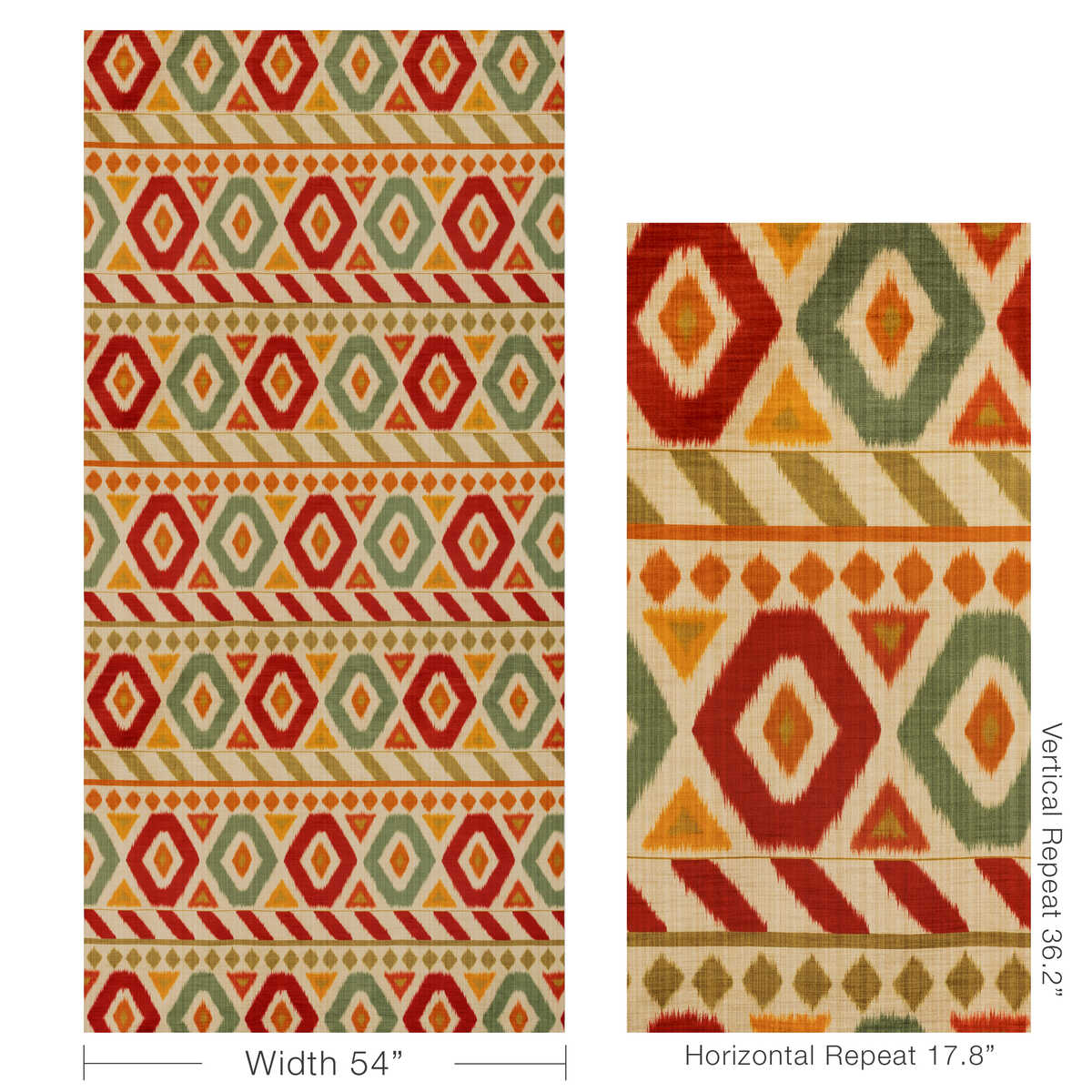 Uzbek Velvet - Green/Red - BRUNSCHWIG & FILS Fabric