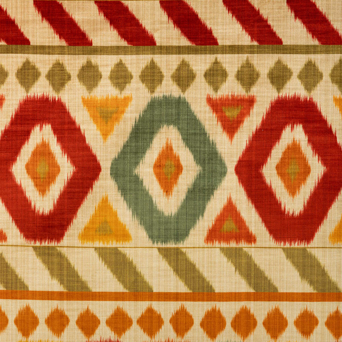 Uzbek Velvet - Green/Red - BRUNSCHWIG & FILS Fabric