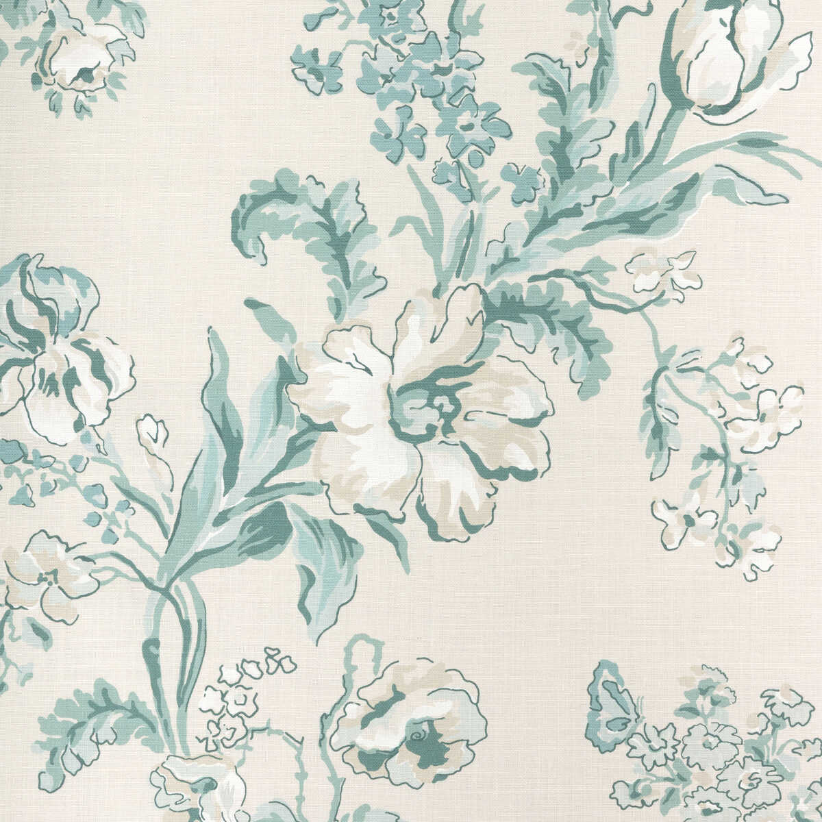Maintenon Print - Aqua - BRUNSCHWIG & FILS Fabric