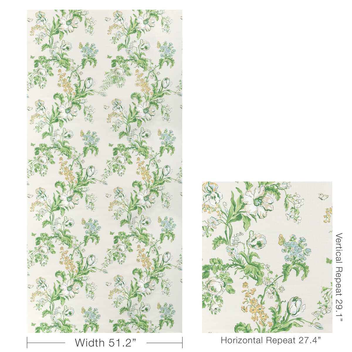 80251273400 Maintenon Print Vert Soleil Brunschwig Fils Fabric - BRUNSCHWIG & FILS Fabric