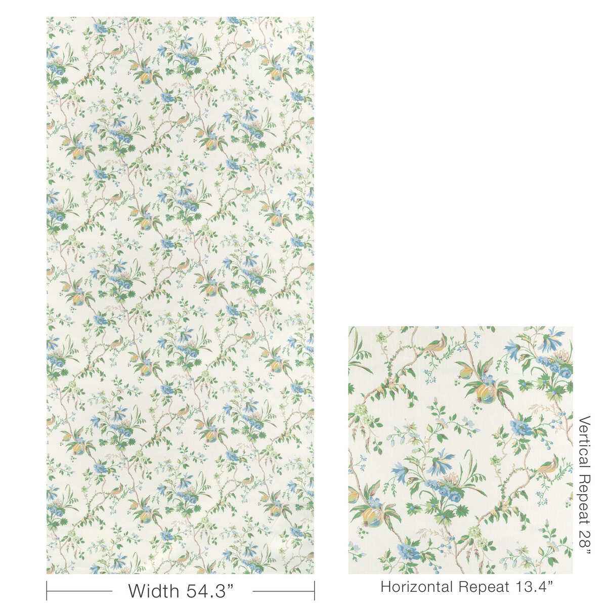 80251311530 Locklin Print Lagoon Brunschwig Fils Fabric - BRUNSCHWIG & FILS Fabric
