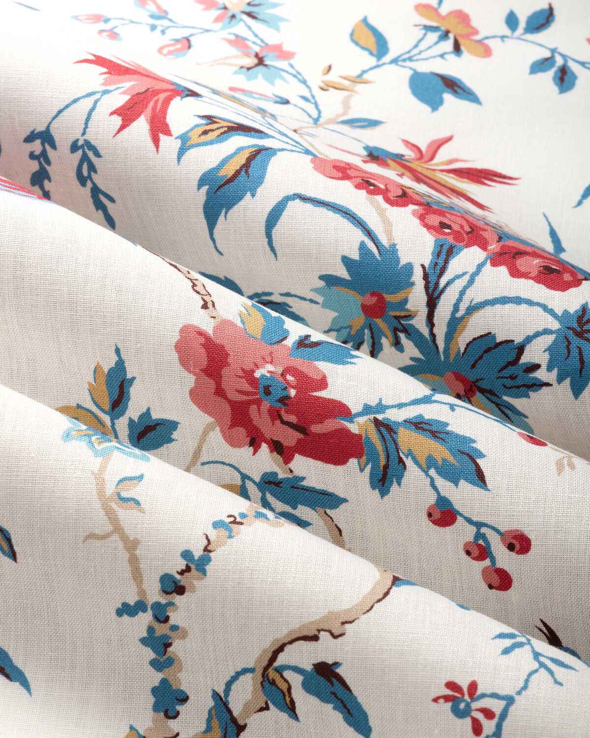 80251311950 Locklin Print Red Blue Brunschwig Fils Fabric - BRUNSCHWIG & FILS Fabric