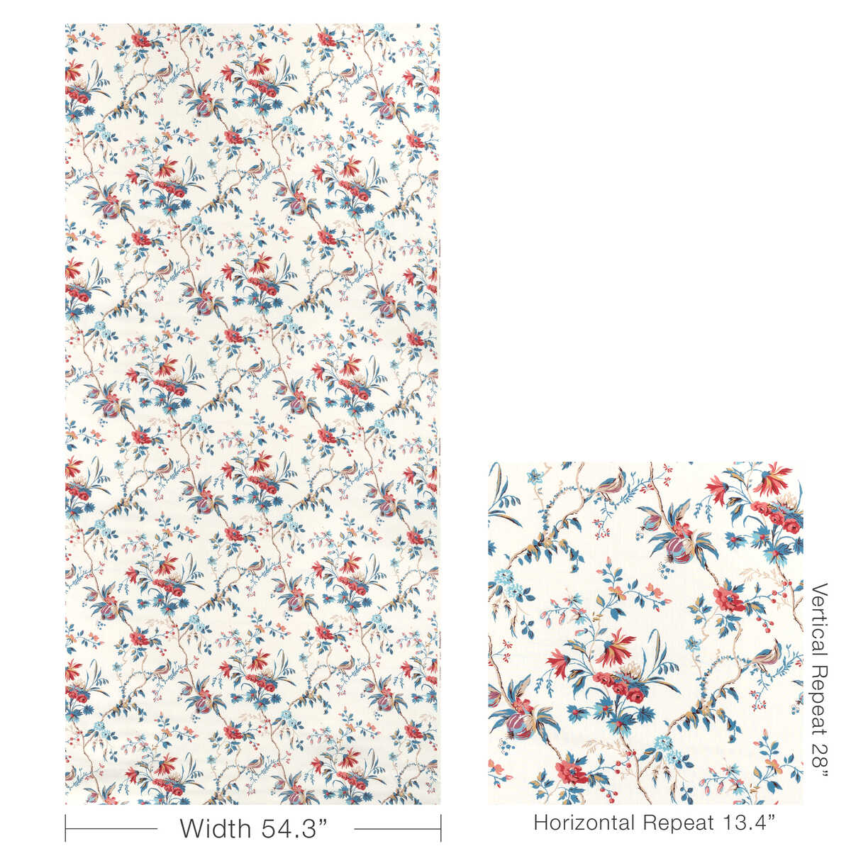 Locklin Print - Red/Blue - BRUNSCHWIG & FILS Fabric