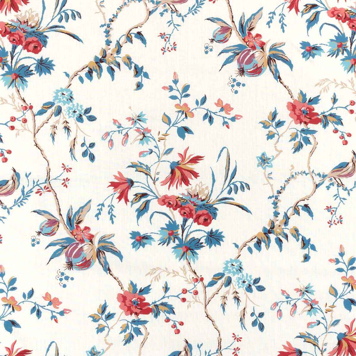 80251311950 Locklin Print Red Blue Brunschwig Fils Fabric - BRUNSCHWIG & FILS Fabric