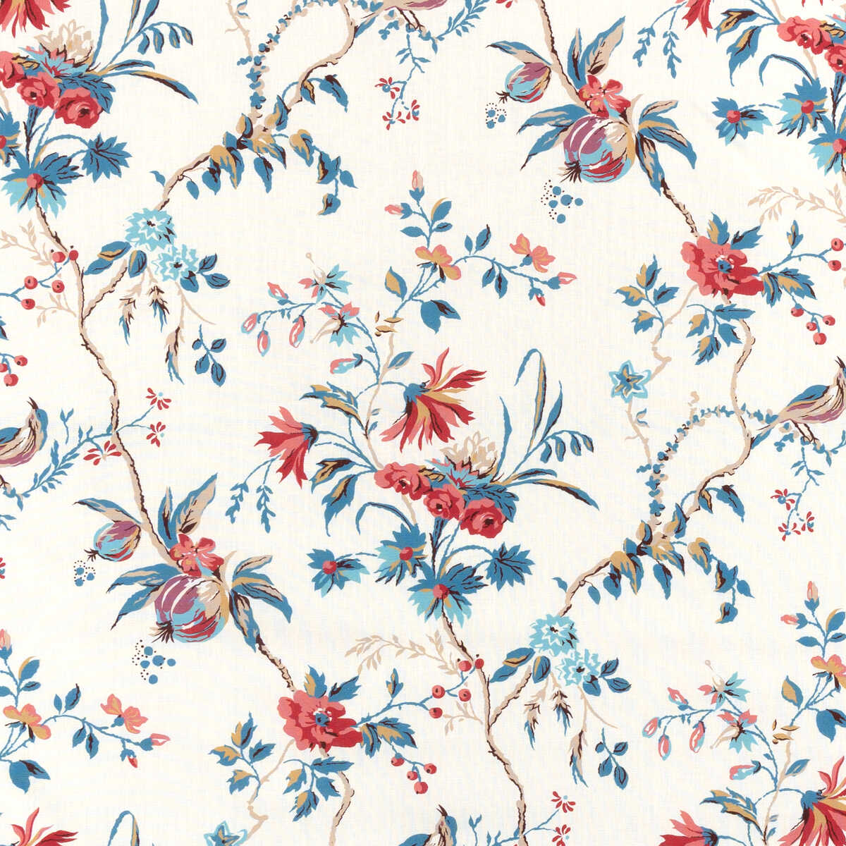 Locklin Print - Red/Blue - BRUNSCHWIG & FILS Fabric
