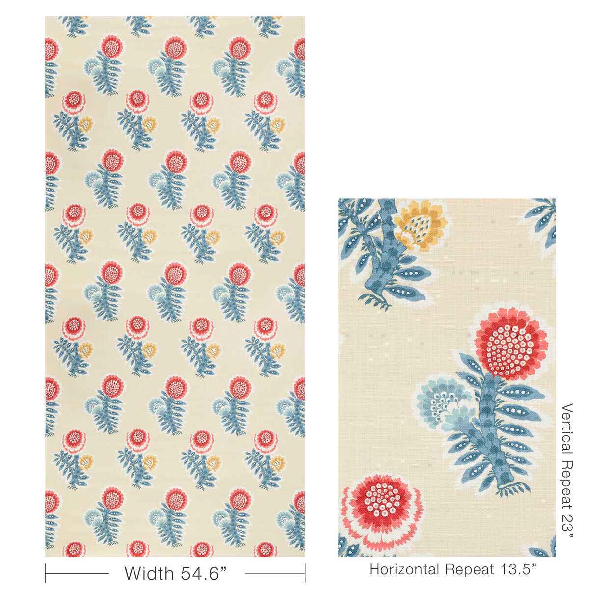 80251321950 Kumaly Print Red Blue Brunschwig Fils Fabric - BRUNSCHWIG & FILS Fabric