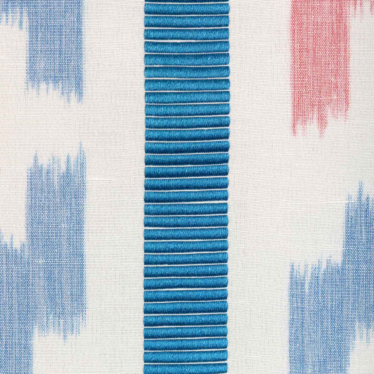 80251351950 Sarlat Warp Print Red Blue Brunschwig Fils Fabric - BRUNSCHWIG & FILS Fabric