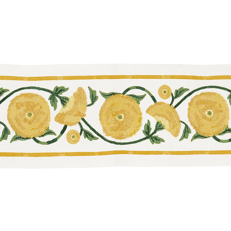 SARANDA-FLOWER-EMBROIDERY-TAPE-MARIGOLD-SCHUMACHER-80391 - Schumacher Trim