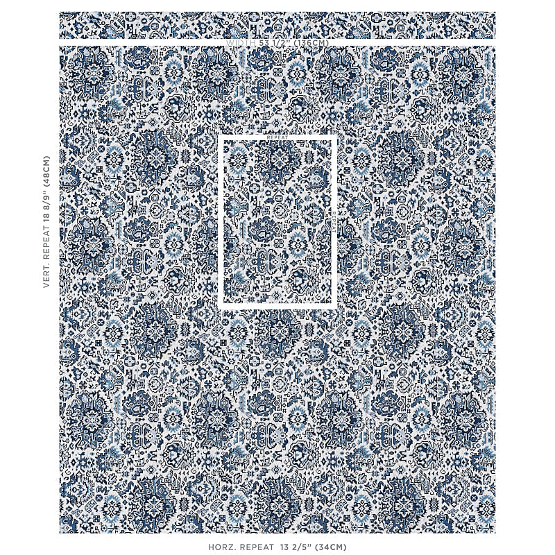 Pallay Épinglé - Porcelain On Ivory - Schumacher 80622 Fabric - Schumacher Fabric